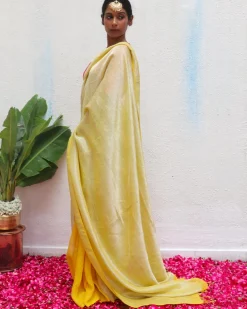 Jasnoor Yellow Handwoven Linen Zari Saree - Eknoor