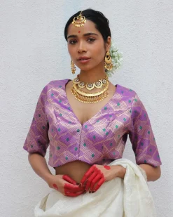 Jenive Purple Brocade Blouse