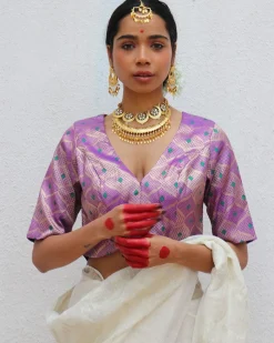 Jenive Purple Brocade Blouse