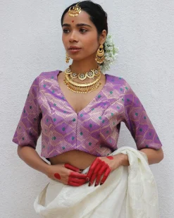 Jenive Purple Brocade Blouse