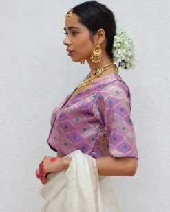 Jenive Purple Brocade Blouse