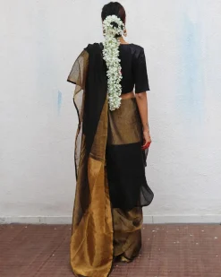Kalyani Handwoven Linen Zari Saree