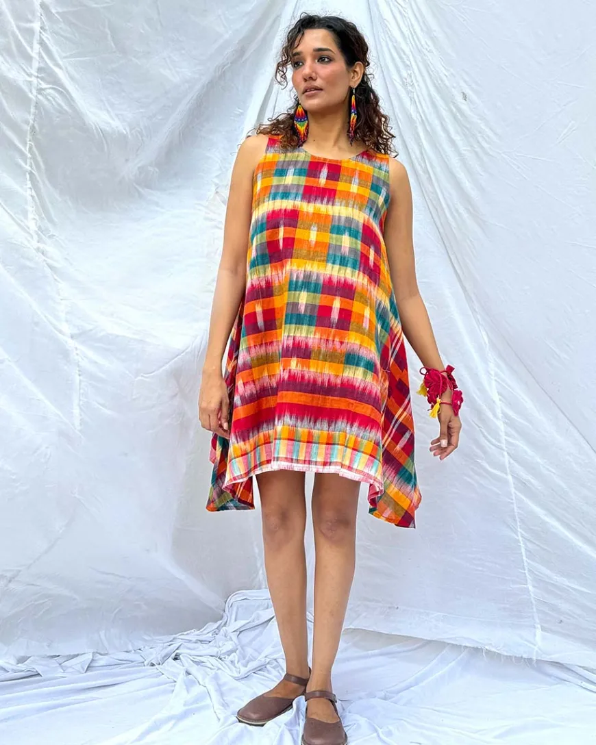 Leelabali Gamcha Cotton Dress - GMC
