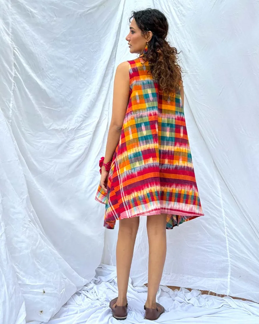 Leelabali Gamcha Cotton Dress - GMC
