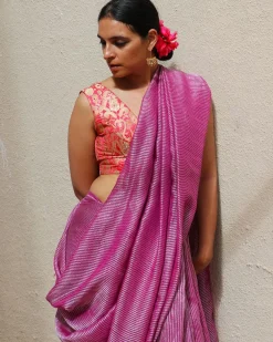 Madhumayi Purple Handwoven Linen Zari Saree - TOG