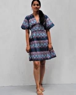 Midnight Dream Hand Block-Printed Cotton Dress - Neelanjali