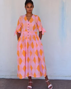 Miranda Handblockprinted Cotton Dress-Sor
