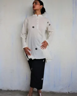 Monochrome Pure Cotton Block Printed Kurta Set-Mono