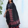 Moonlit Serenade Handblockprinted Mulmul Cotton Saree - Vnmn