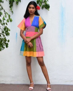 Multicolor Mirage Handwoven Cotton Dress - Rc