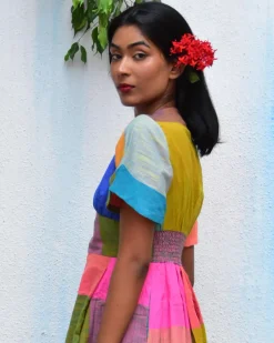 Multicolor Mirage Handwoven Cotton Dress - Rc