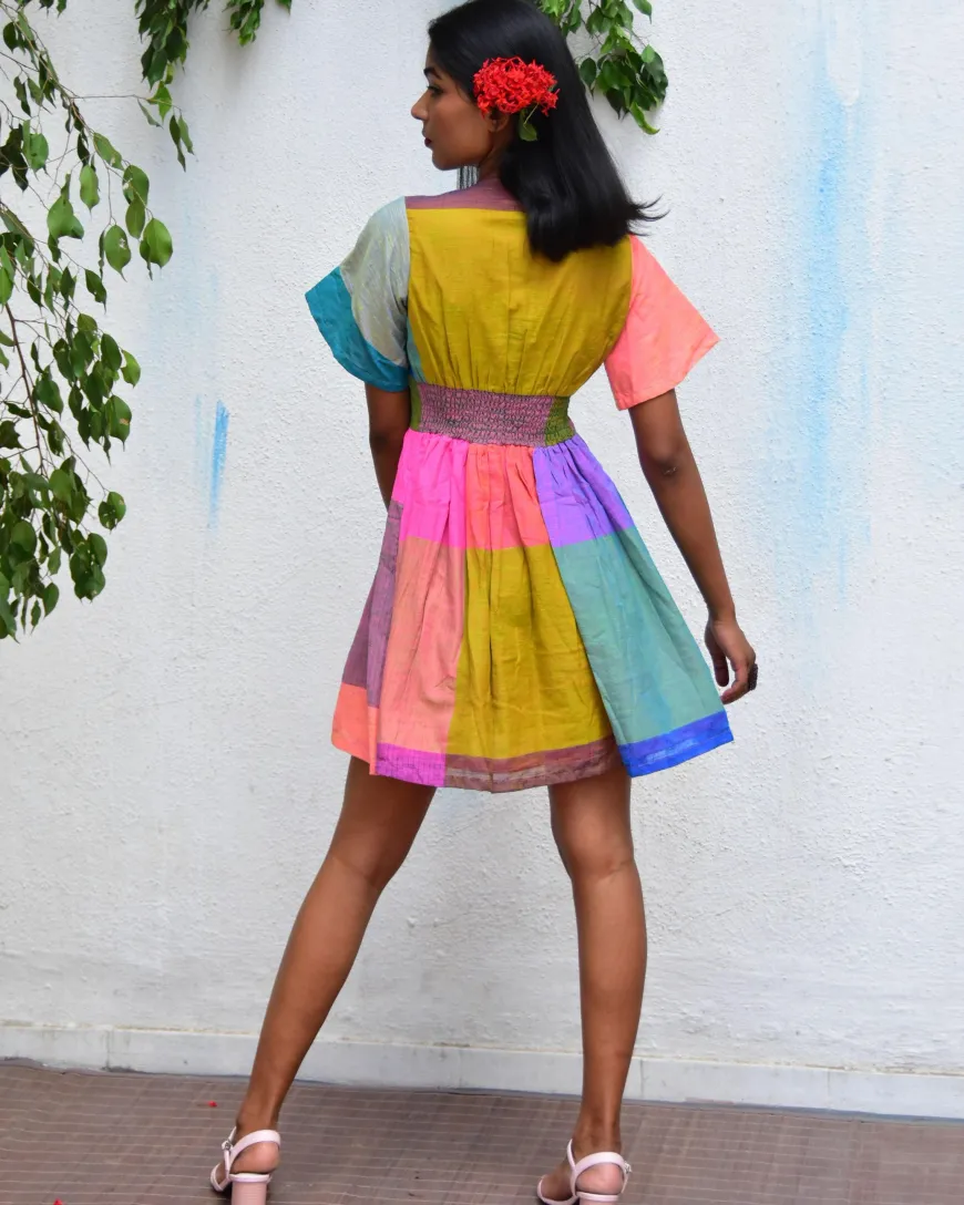 Multicolor Mirage Handwoven Cotton Dress - Rc