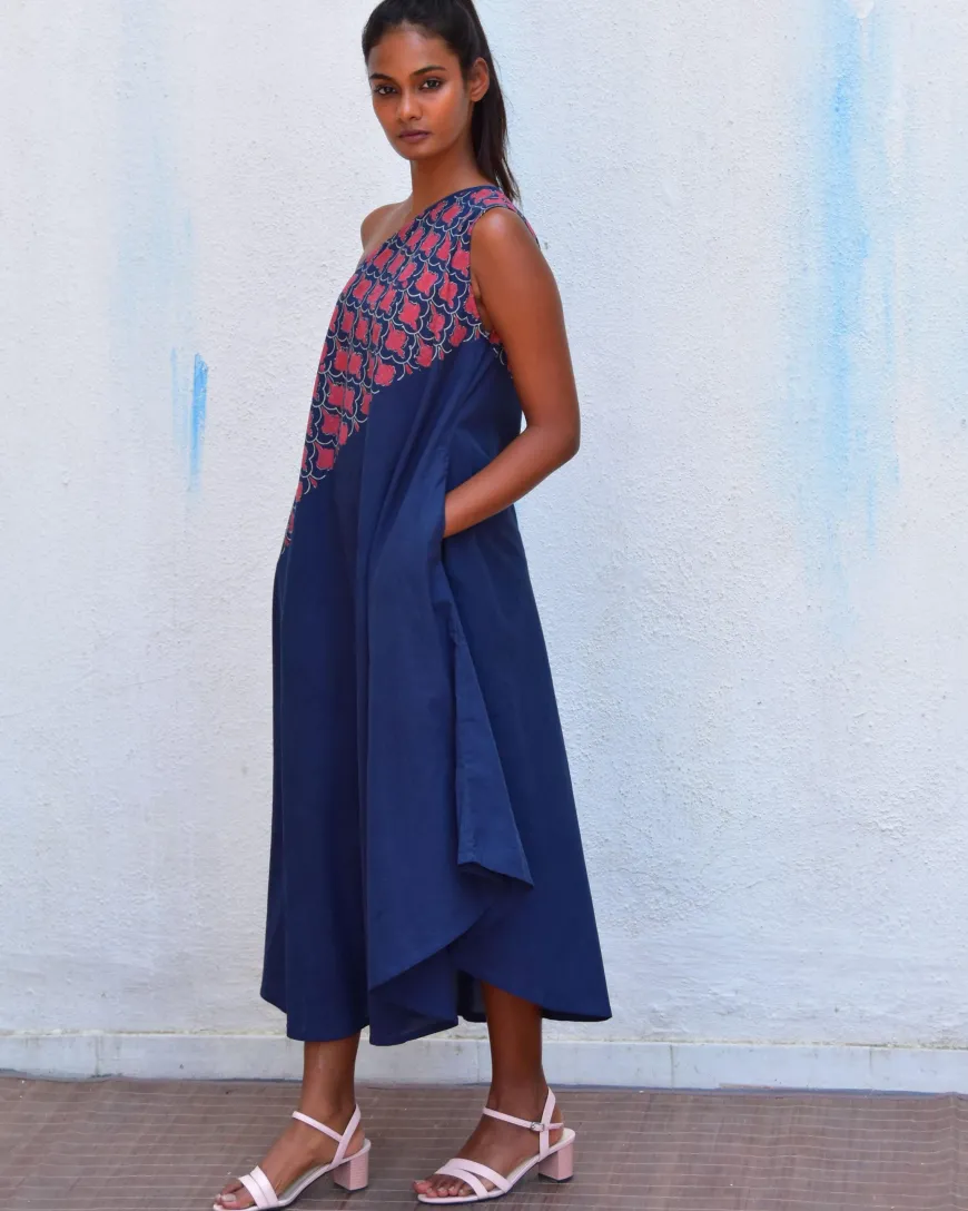 Mystic Sea Handblockprinted Cotton Dress-Sor