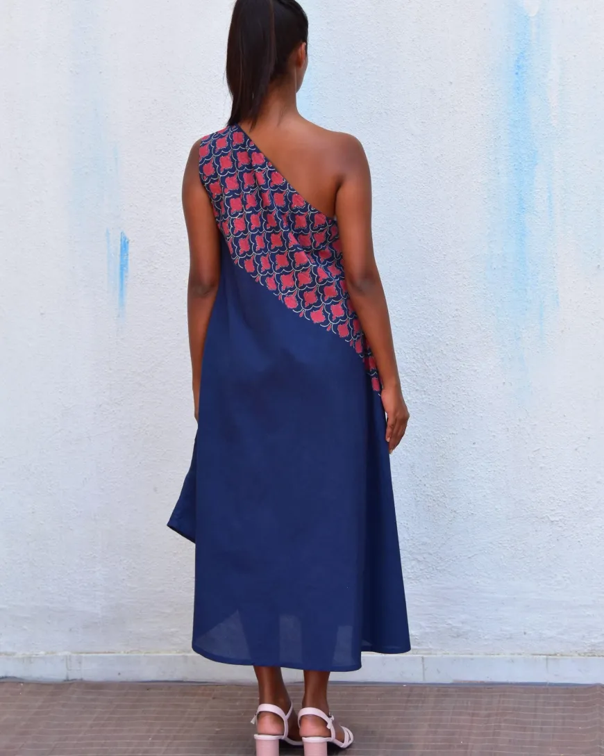 Mystic Sea Handblockprinted Cotton Dress-Sor