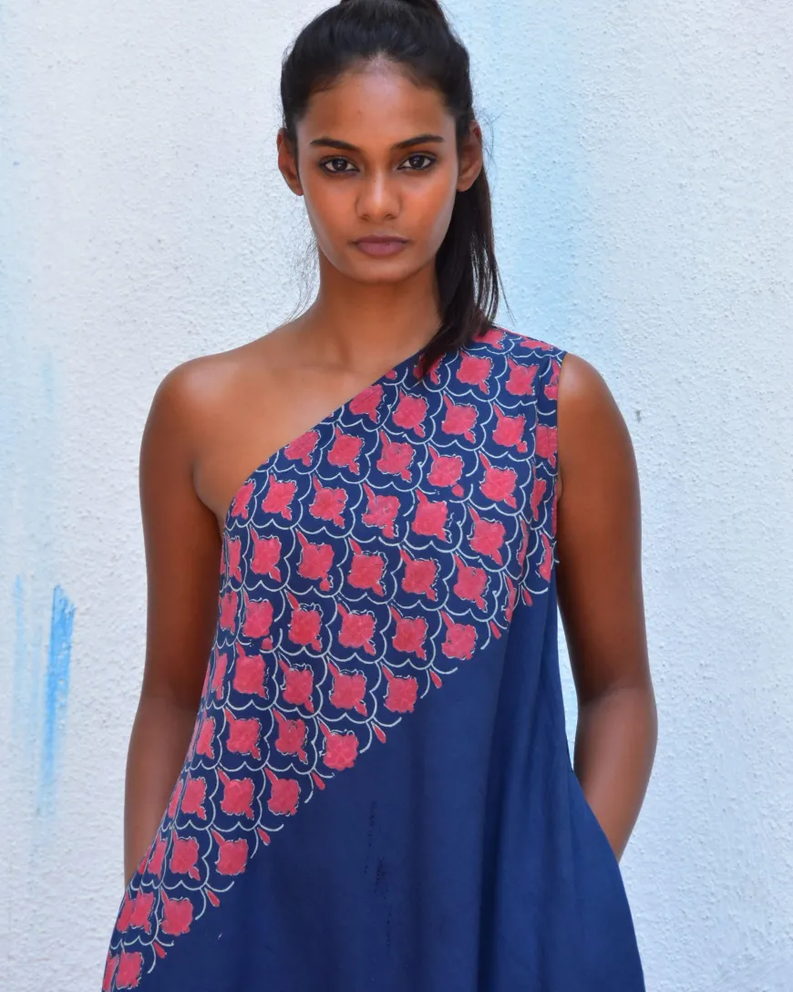 Mystic Sea Handblockprinted Cotton Dress-Sor