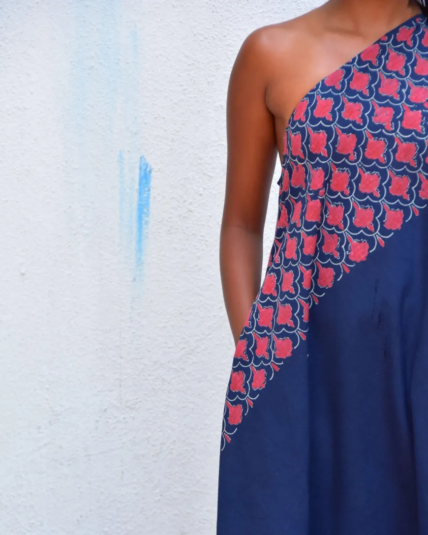 Mystic Sea Handblockprinted Cotton Dress-Sor