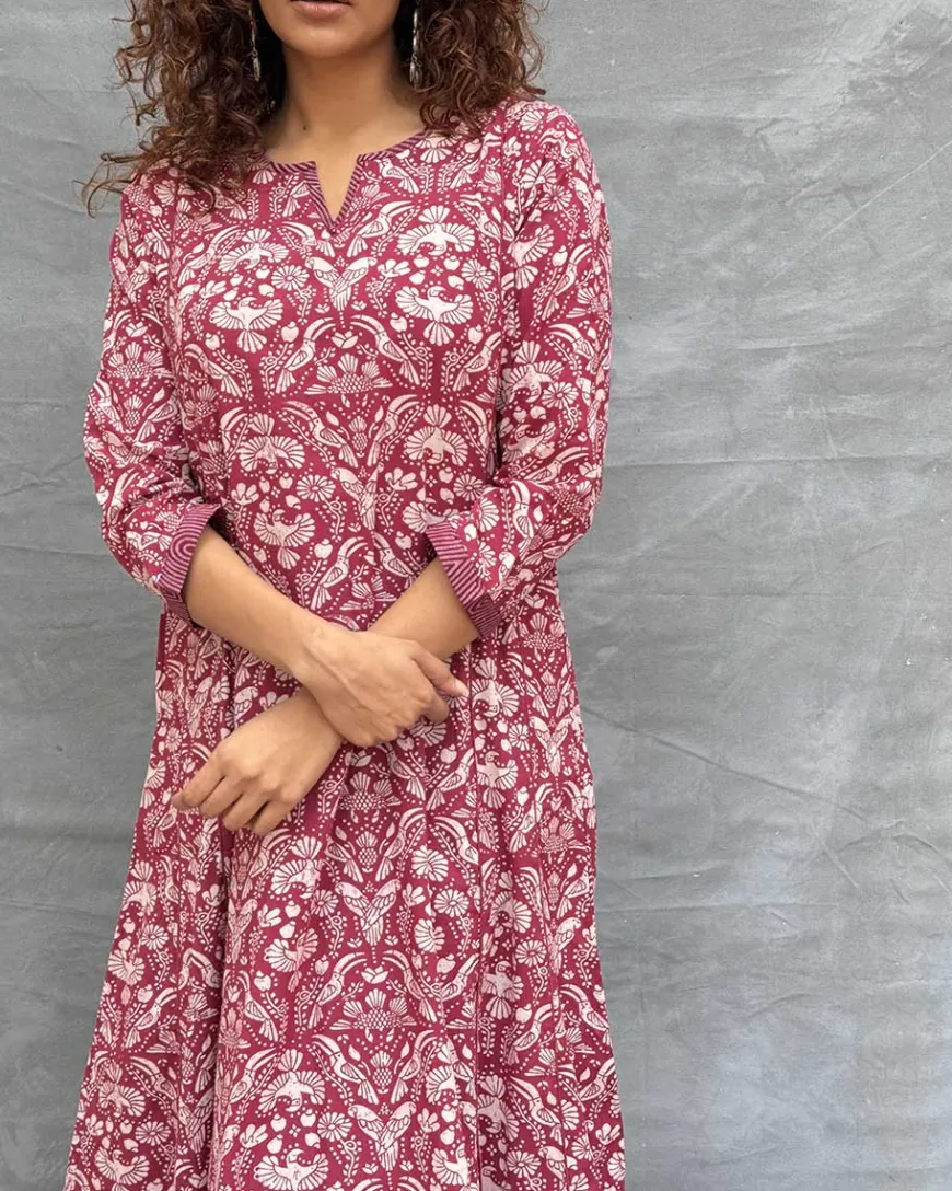 Night’s Sigh Block printed Cotton Kurti