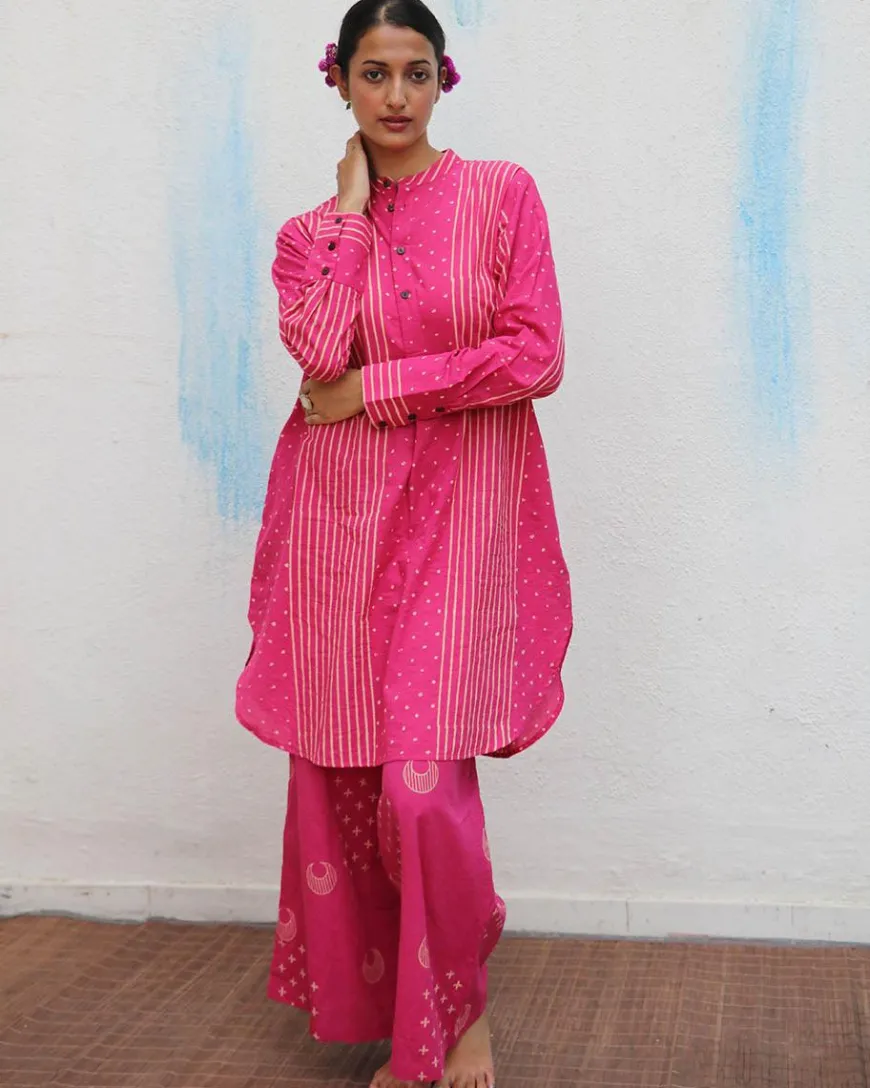 Pankhuri Blockprinted Cotton Kurta Set - Flower Girl