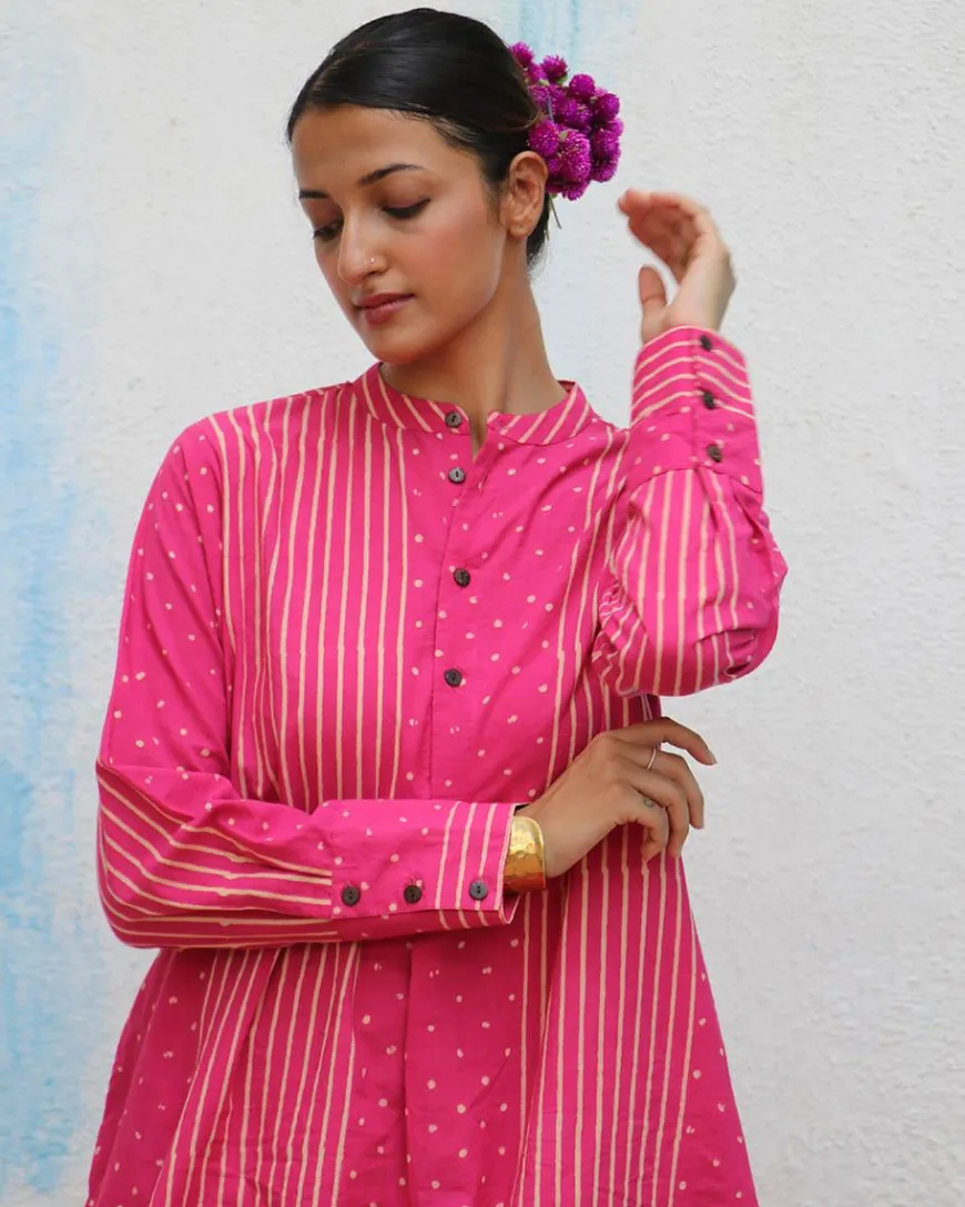 Pankhuri Blockprinted Cotton Kurta Set - Flower Girl
