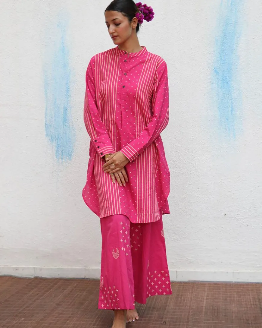 Pankhuri Blockprinted Cotton Kurta Set - Flower Girl