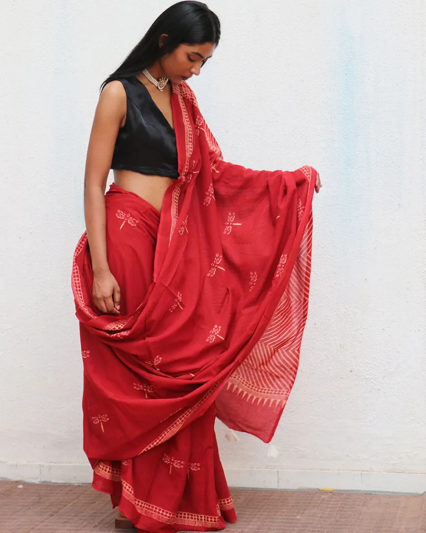 Paradise Handblockprinted Cotton Saree - Fmtm