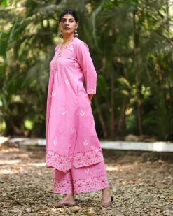Parijat’s Purity Block Pink Printed Kurta Set - MMG