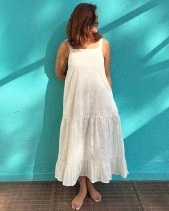 Poornima Cotton Dress - Safed