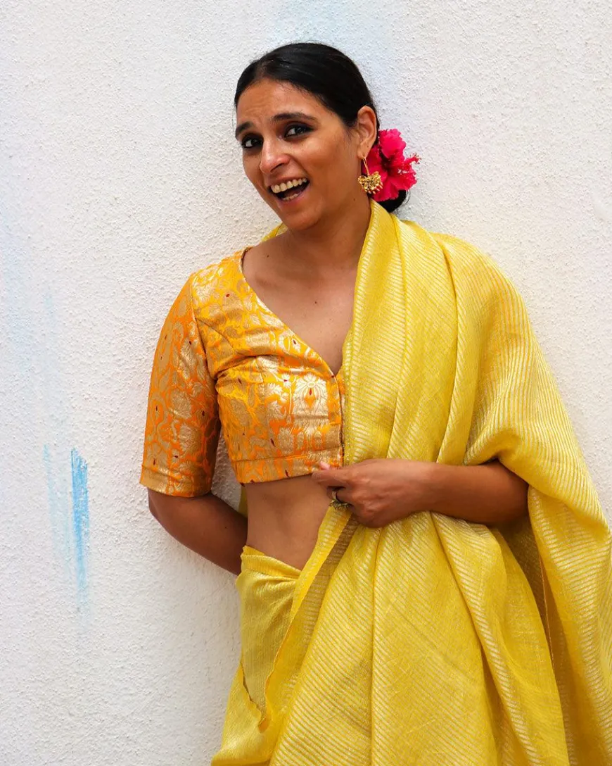 Poppy Yellow Brocade Blouse - TOG