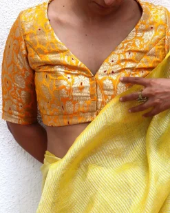 Poppy Yellow Brocade Blouse - TOG