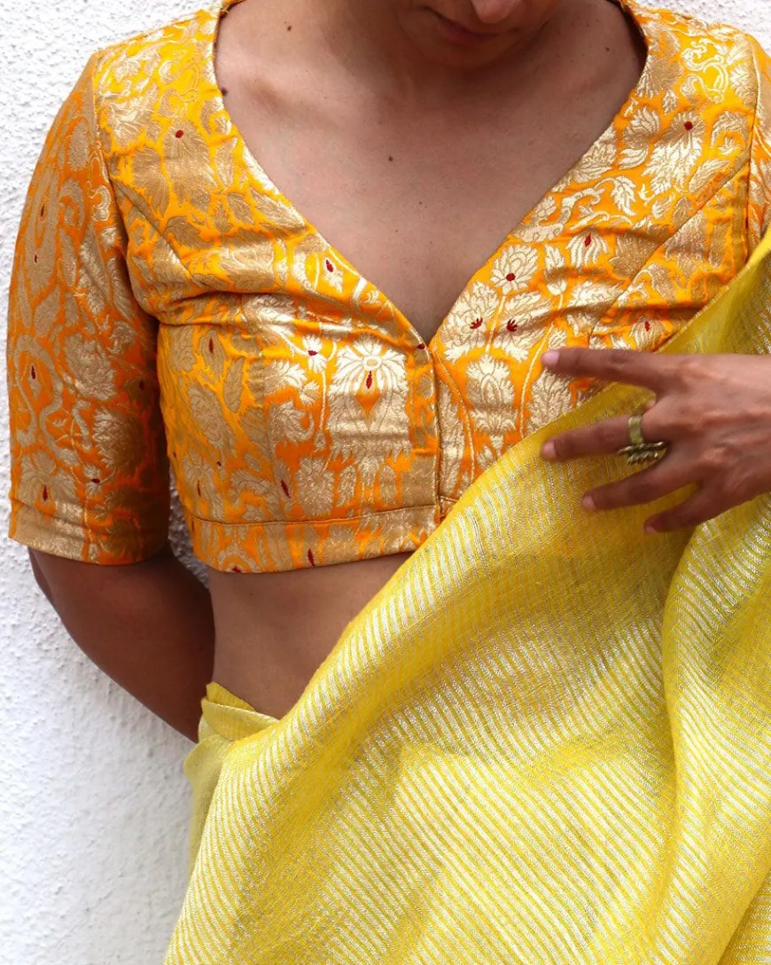 Poppy Yellow Brocade Blouse - TOG