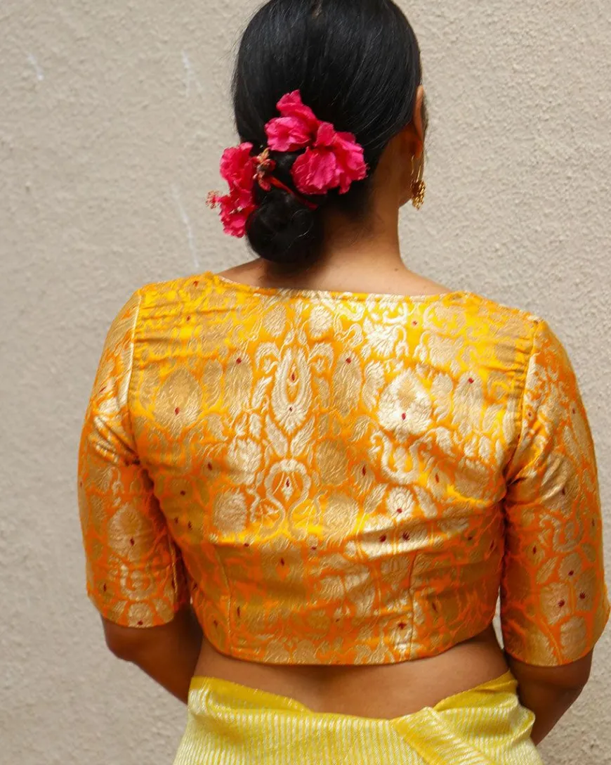 Poppy Yellow Brocade Blouse - TOG