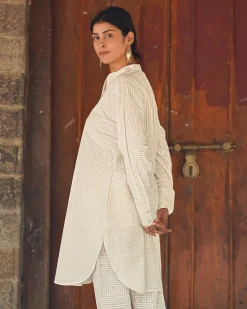 Porcelain Blush Ivory Block Printed Kurta Set - SFD