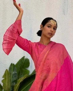 Prabhati Handwoven Linen Zari Blouse - Eknoor