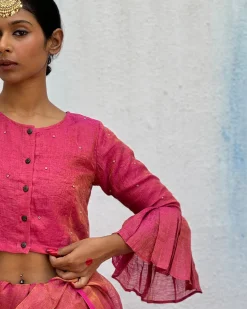 Prabhati Handwoven Linen Zari Blouse - Eknoor