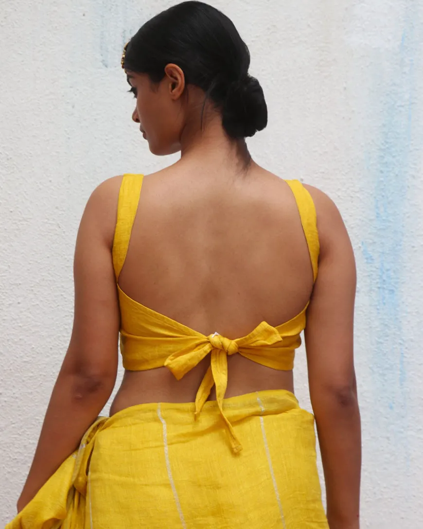 Rashmi Handwoven Linen Zari Blouse - Eknoor