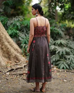 Rohini Brown Block Printed Cotton Dress - WW