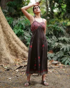 Rohini Brown Block Printed Cotton Dress - WW