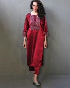 Rubaa Handprinted Mashru Silk Kurta Set