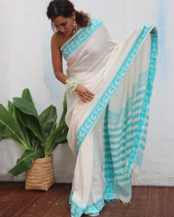Sadhana Handwoven Linen Cotton Jamdani Saree - Uma