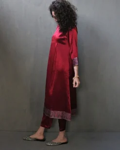Scarlette Handprinted Mashru Silk Kurta Set
