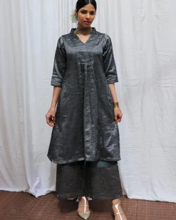 Shyamali Handwoven Cotton Zari Kurta Set - Zari