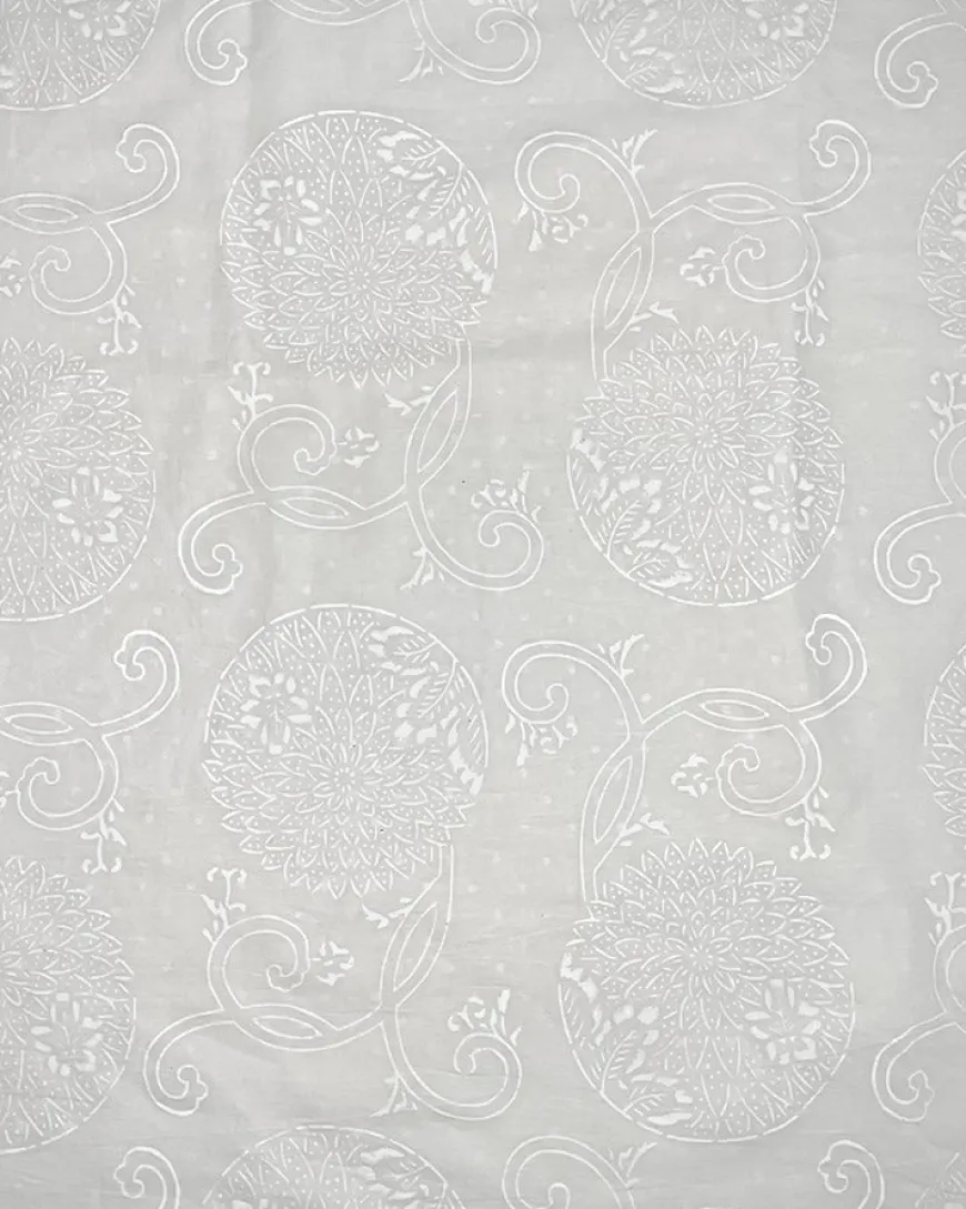 Sleepy Shell Ivory Block Printed Saree - SFD