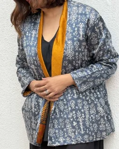 Softember Mashru Silk Reversible Quilted Jacket