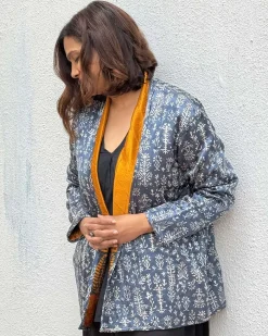Softember Mashru Silk Reversible Quilted Jacket