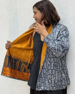 Softember Mashru Silk Reversible Quilted Jacket