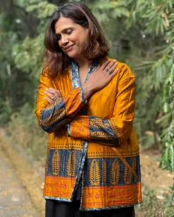 Softember Mashru Silk Reversible Quilted Jacket