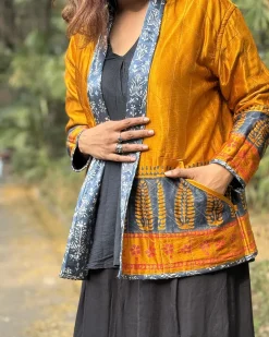 Softember Mashru Silk Reversible Quilted Jacket