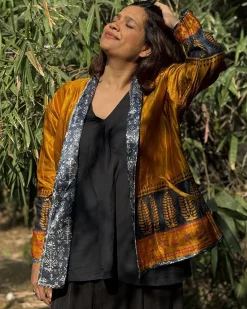 Softember Mashru Silk Reversible Quilted Jacket