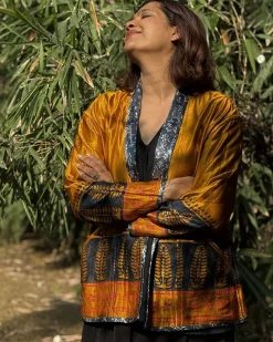 Softember Mashru Silk Reversible Quilted Jacket