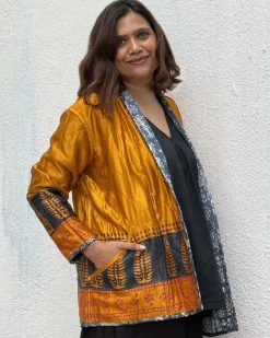 Softember Mashru Silk Reversible Quilted Jacket